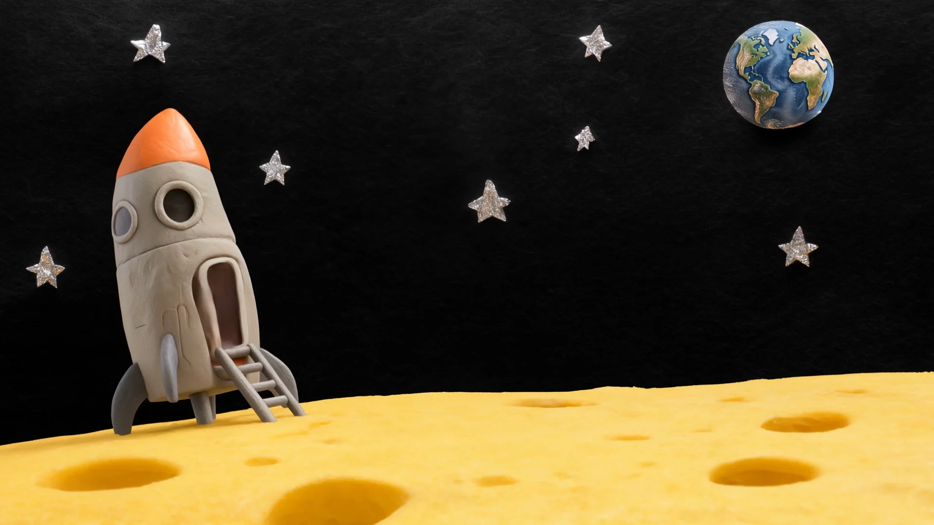 Official storyboard-style example frame with a handcrafted rocket scene